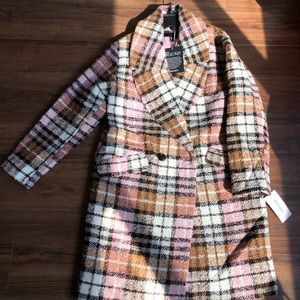 Bernardo Plaid Wool Blend Coat (new)
